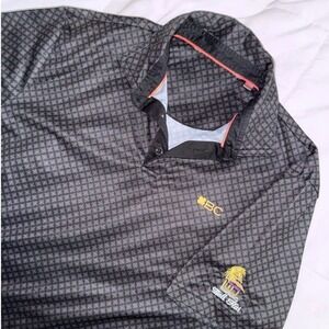 Black Clover Polo Shirt Mens M Black Bali Hai Live Lucky Geometric Golf Top
